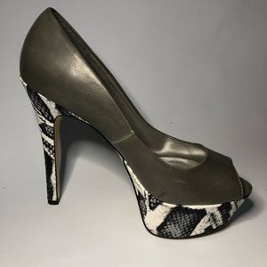 Grey faux snakeskin stilettos